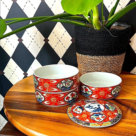 Vintage Japanese Imari Jubako Bento Box | 3-Tier Stackable Porcelain Container - Picture 8 of 17